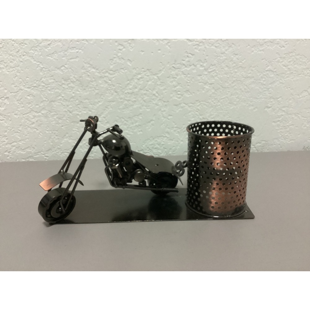 Unbranded Motorcycle Pen Holder Desk Organizer Bronze Black Metal Art B3‎